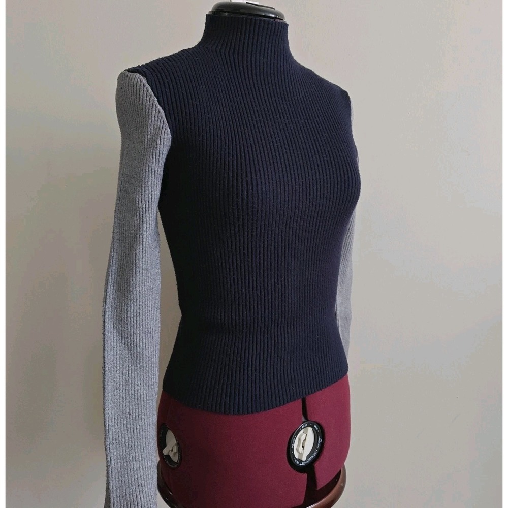 Zara Navy and Gray Turtleneck Sweater